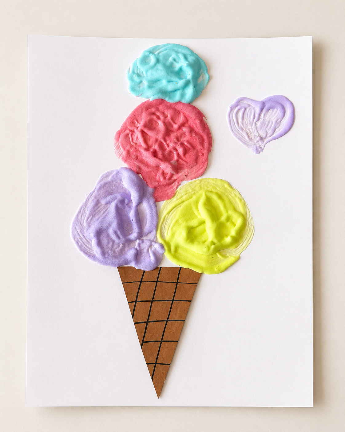 Colorful puffy paint ice cream craft