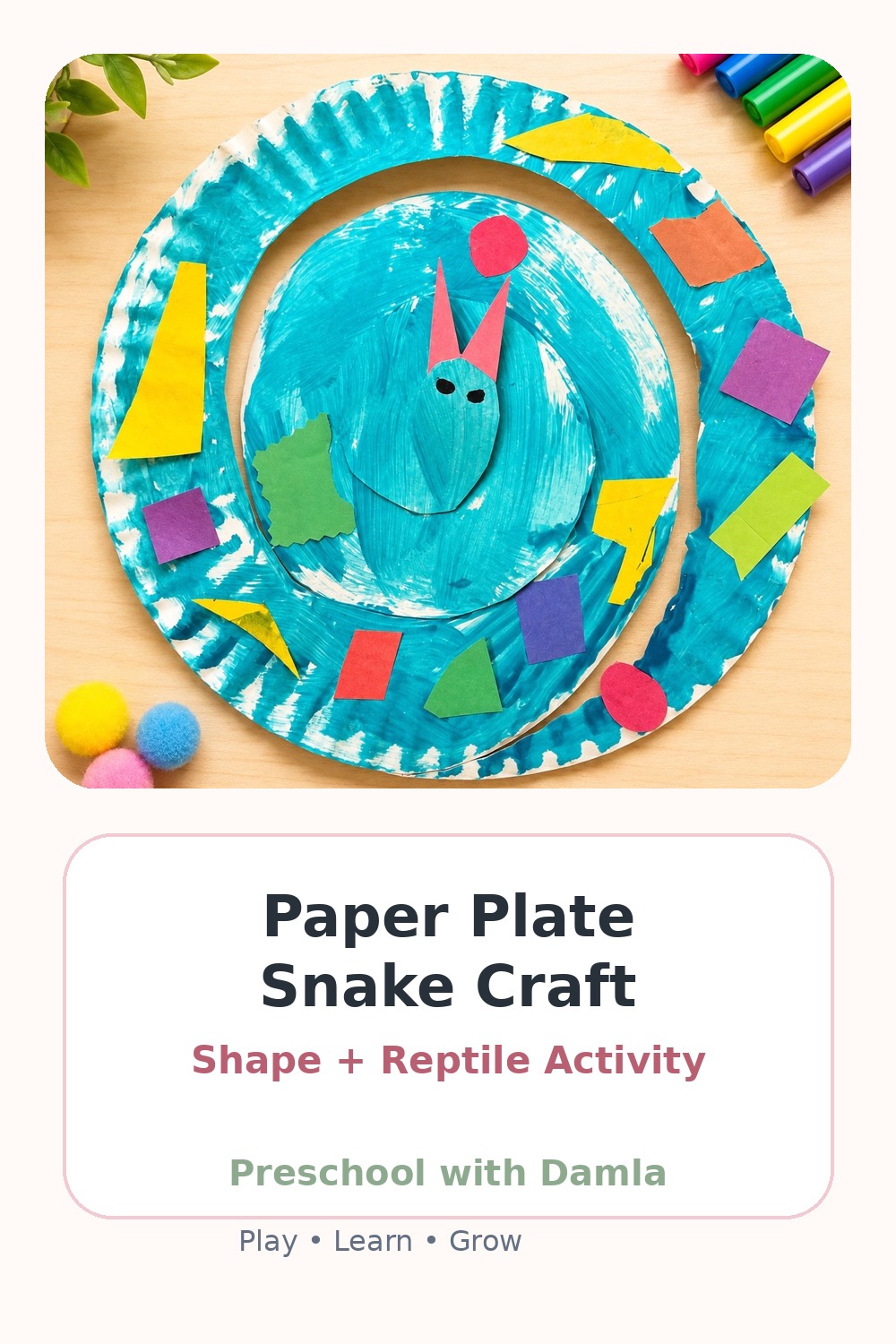 Pinterest pin cover for Paper Plate Snake Craft