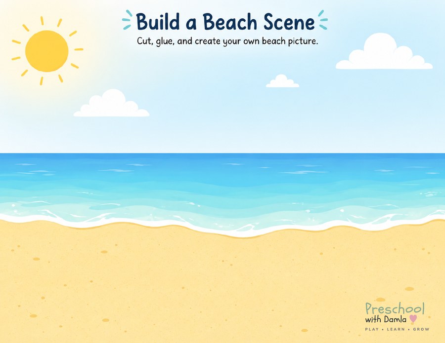 Preview of Build a Beach Scene Sticker Printable